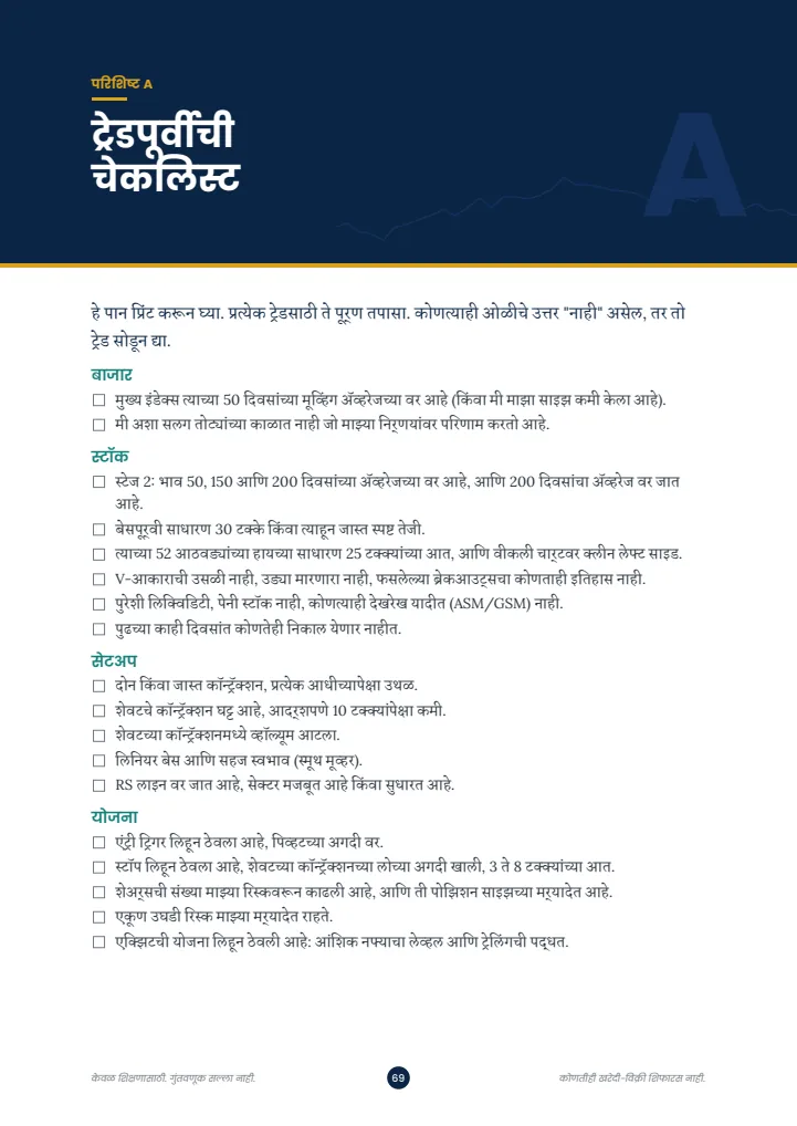 ट्रेडपूर्वीची चेकलिस्ट