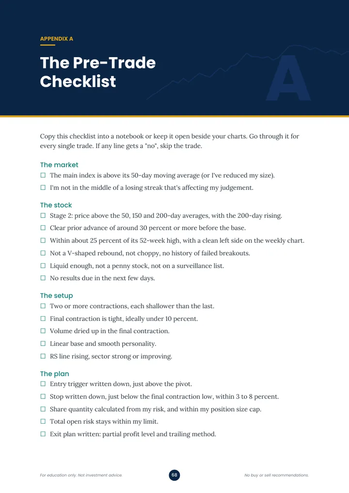 The Pre-Trade Checklist page